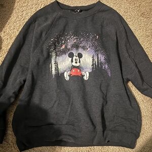Disney×AE Womans Charcoal Mickey Mouse Crewneck Sweater